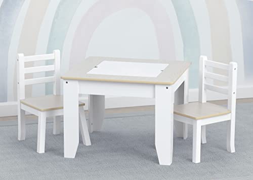 Delta Children Chelsea Table and 2 Chair Set, White/Natural