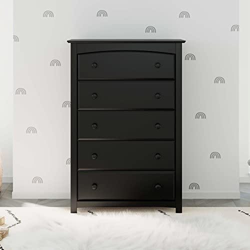 Storkcraft Kenton 5 Drawer Dresser (Black) – Dresser for Kids Bedroom, Nursery Dresser Organizer, Chest of Drawers for Bedroom with 5 Drawers, Universal Design for Children’s Bedroom