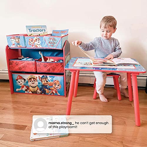 PZCXBFH Children PAW Patrol 4-Piece Playroom Set Includes Table with 2 Chairs and Deluxe Toy Box, Blue red