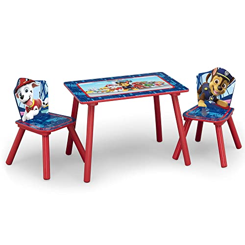 PZCXBFH Children PAW Patrol 4-Piece Playroom Set Includes Table with 2 Chairs and Deluxe Toy Box, Blue red