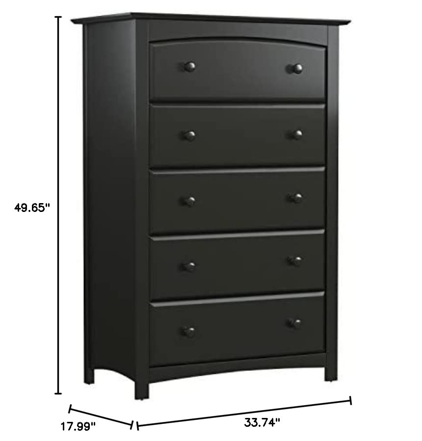 Storkcraft Kenton 5 Drawer Dresser (Black) – Dresser for Kids Bedroom, Nursery Dresser Organizer, Chest of Drawers for Bedroom with 5 Drawers, Universal Design for Children’s Bedroom