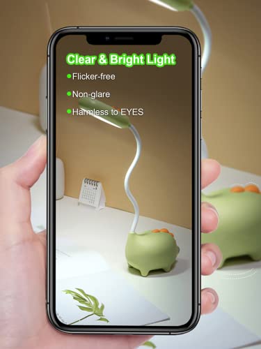 Unique Dinosaur Desk Lamp LED Night Light for Kids Wireless Charging Student Learning Eye Protection Lamp USB Rechargeable Home Bedroom Study Desk Room Decoration Lamp is the Teens Girls Best Gift