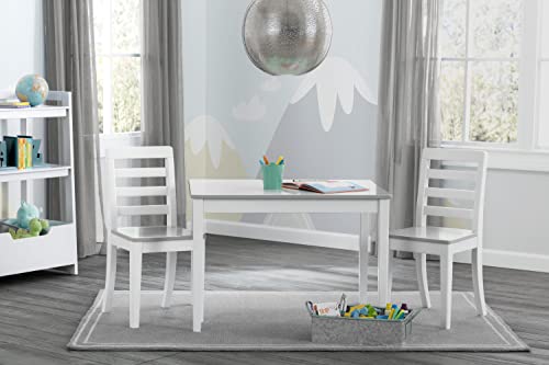 Delta Children Gateway Table and 2 Chairs Set - Greenguard Gold Certified, Bianca White/Grey