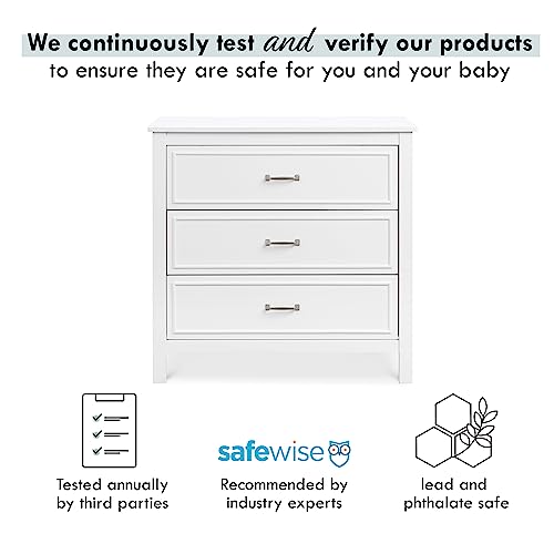 DaVinci Charlie 3-Drawer Dresser in White , 35x20x34 Inch (Pack of 1)
