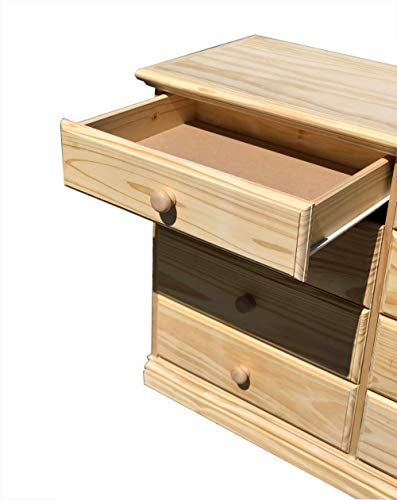 Wide Wooden Eight Drawer Dresser Unfinished Furniture Chest of Drawers Solid Pine Wood Fully Assembled Kids Bedroom Furniture 50.78 inches Large 30.45 inches Double Dresser No Assembly Required