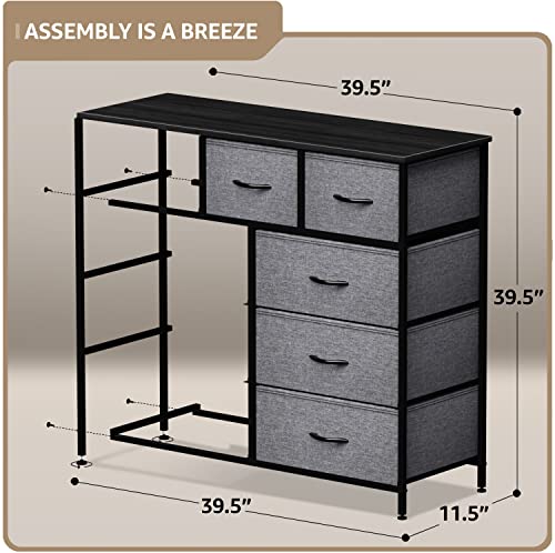 Sorbus Dresser with 9 Drawers - Furniture Storage Chest Tower Unit for Bedroom, Hallway, Closet, Office Organization - Steel Frame, Wood Top, Easy Pull Fabric Bins (9 Drawers, Black)