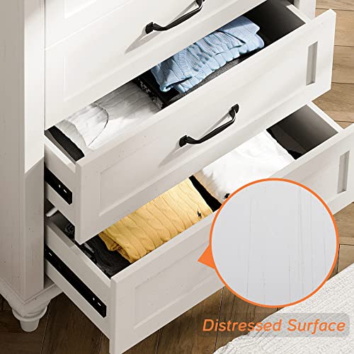 Kids Dresser for Bedroom with 10 Drawers, White Tall Dressers with Wide Chest of Drawers, Mid Century Modern Wooden Closet Storage Organizer for Living Room, Nursery, Hallway