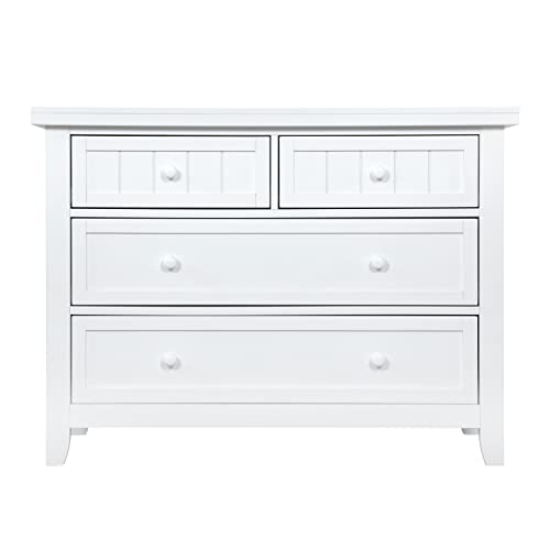 Dream On Me Maple Double Dresser, Kids Bedroom Dresser, Four Drawers Dresser, Farmhouse Modern, French White
