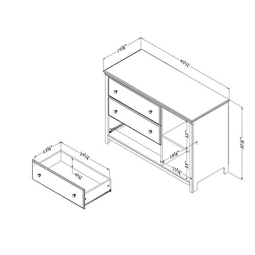 South Shore Cotton Candy 3-Drawer Dresser with Baskets, Pure White