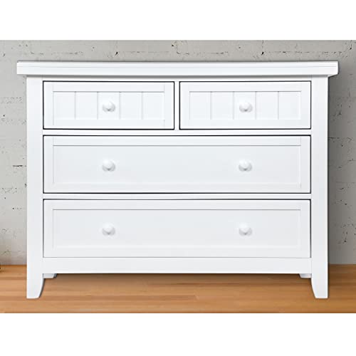 Dream On Me Maple Double Dresser, Kids Bedroom Dresser, Four Drawers Dresser, Farmhouse Modern, French White