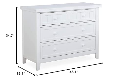 Dream On Me Maple Double Dresser, Kids Bedroom Dresser, Four Drawers Dresser, Farmhouse Modern, French White