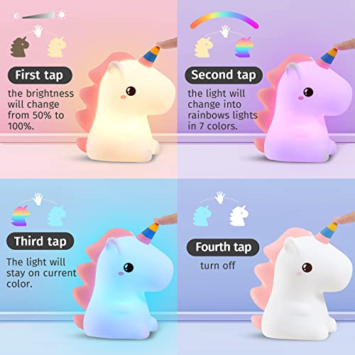 One Fire Unicorn Night Lights for Girls Bedroom,16 Colors Cute Night Light for Kids, LED Rechargeable Unicorn Lamp, Unicorns Gifts for Girls Night Light, Silicone Night Light Kids Cute Kawaii Stuff