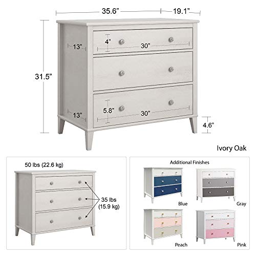 Little Seeds Monarch Hill Poppy 3 Drawer Dresser, Peach
