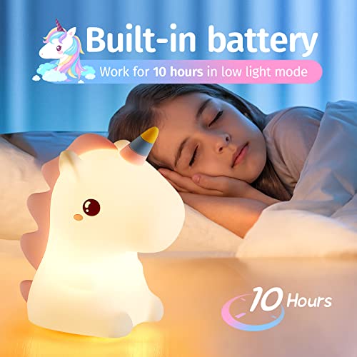 One Fire Unicorn Night Lights for Girls Bedroom,16 Colors Cute Night Light for Kids, LED Rechargeable Unicorn Lamp, Unicorns Gifts for Girls Night Light, Silicone Night Light Kids Cute Kawaii Stuff