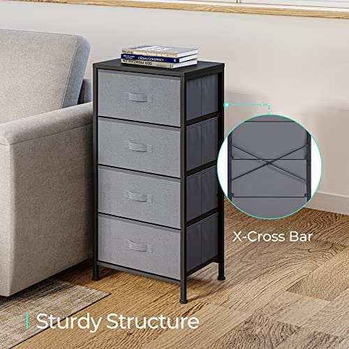 LINSY HOME Dresser for Bedroom, Chest of Drawers with Wood Top, Storage Organizer for Closet, Living Room, Hallway, Entryway, Nightstand with Drawers and Steel Frame, Dark Grey