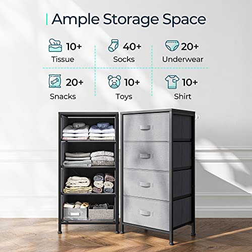 LINSY HOME Dresser for Bedroom, Chest of Drawers with Wood Top, Storage Organizer for Closet, Living Room, Hallway, Entryway, Nightstand with Drawers and Steel Frame, Dark Grey