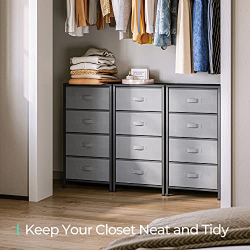 LINSY HOME Dresser for Bedroom, Chest of Drawers with Wood Top, Storage Organizer for Closet, Living Room, Hallway, Entryway, Nightstand with Drawers and Steel Frame, Dark Grey