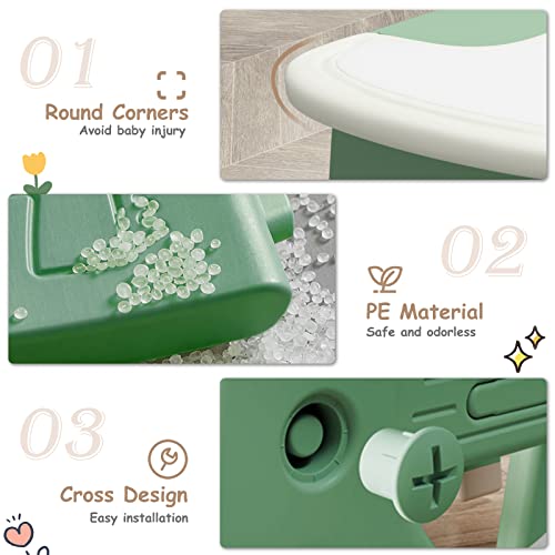 Benarita Kids Drawing Table and Chair Set with Watercolor Pen and Blackboard Eraser, Activity Table with Storage Shelf, Toddler Furniture Set for Drawing Reading Indoor, Gift for Boys Girls Green