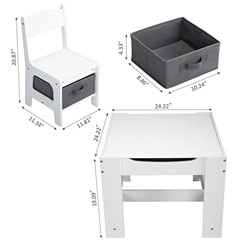 Oleksil Kids Table and Chair Set,3 in 1 Children Toddler Activity Table with Storage Drawer,Detachable Tabletop,Blackboard,Kids Play Table for Art Crafts,Drawing,Reading
