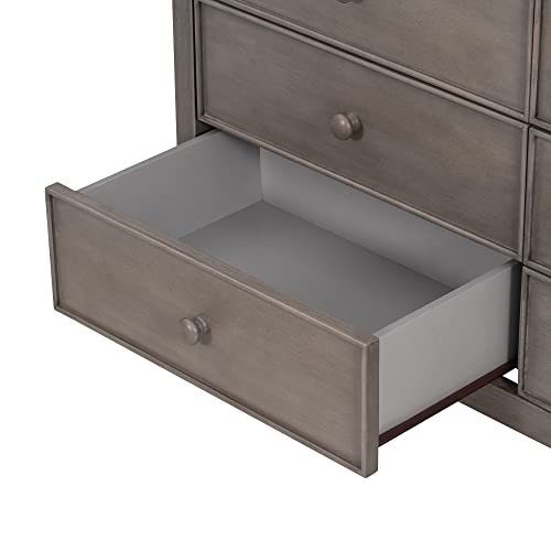 Merax Dresser Modern Farmhouse Wood 6 Bedroom, Wide Storage Cabinet for Closet, Clothes, Kids, Baby, TV Stand with Drawers, White, Antique Gray