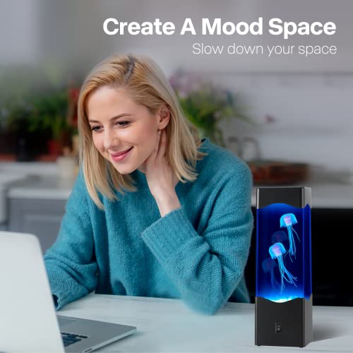 Gifts for Adults Kids, Multi-Color Jellyfish Lava Lamp, USB Powered Aquarium Night Lights with 3 Jellyfish,Office Room Desktop Decoration, Gifts for Christmas Birthdays Holidays (Black)