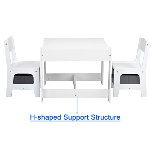 Oleksil Kids Table and Chair Set,3 in 1 Children Toddler Activity Table with Storage Drawer,Detachable Tabletop,Blackboard,Kids Play Table for Art Crafts,Drawing,Reading