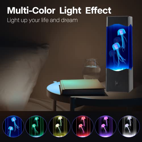 Gifts for Adults Kids, Multi-Color Jellyfish Lava Lamp, USB Powered Aquarium Night Lights with 3 Jellyfish,Office Room Desktop Decoration, Gifts for Christmas Birthdays Holidays (Black)