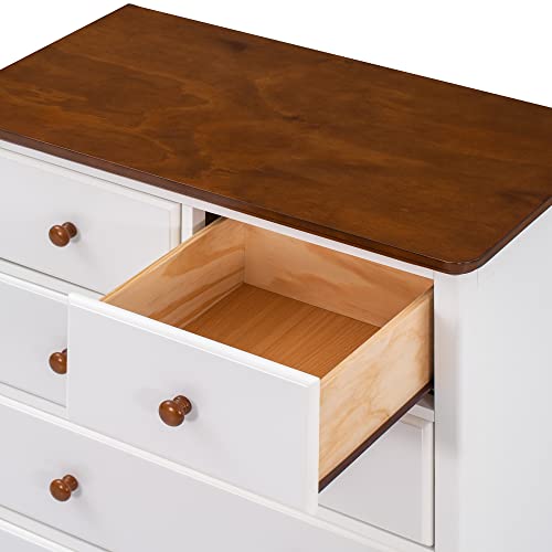 Merax, White Modern Farmhouse Wood 6 Dresser for Bedroom, Tall Storage Cabinet for Closet, Clothes, Kids, Baby, TV Stand with Drawers, Walnut, Chest