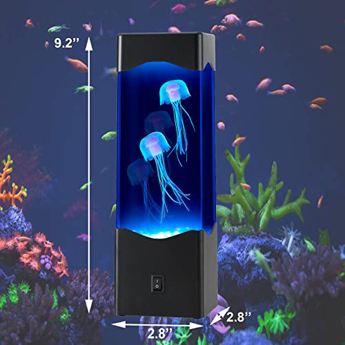Gifts for Adults Kids, Multi-Color Jellyfish Lava Lamp, USB Powered Aquarium Night Lights with 3 Jellyfish,Office Room Desktop Decoration, Gifts for Christmas Birthdays Holidays (Black)