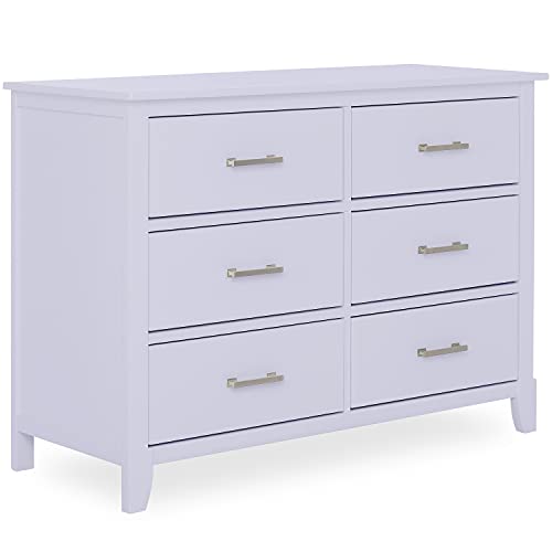 Dream On Me Universal Double Dresser in Lavender Ice, Kids Bedroom Dresser, Six Drawers, Mid-Century Modern, Made of Solid Pinewood, Easy Assembly