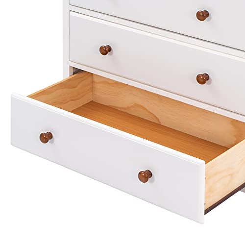 Merax, White Modern Farmhouse Wood 6 Dresser for Bedroom, Tall Storage Cabinet for Closet, Clothes, Kids, Baby, TV Stand with Drawers, Walnut, Chest