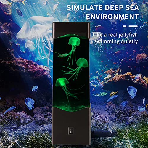 Gifts for Adults Kids, Multi-Color Jellyfish Lava Lamp, USB Powered Aquarium Night Lights with 3 Jellyfish,Office Room Desktop Decoration, Gifts for Christmas Birthdays Holidays (Black)