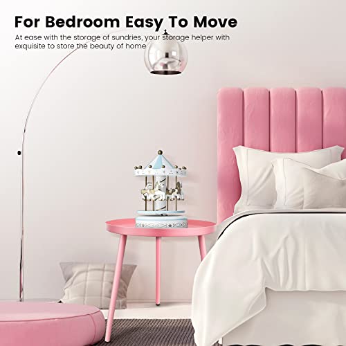 AOJEZOR Kid's Bedroom Sets,Side Table,End Tables for Living Room,Round End Tables for Small Spaces,Pink