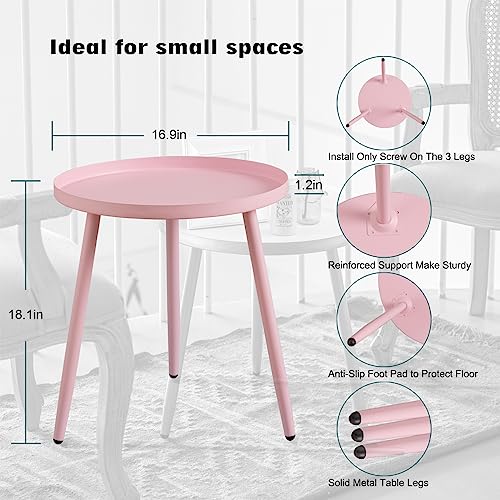AOJEZOR Kid's Bedroom Sets,Side Table,End Tables for Living Room,Round End Tables for Small Spaces,Pink