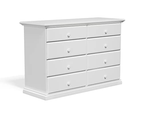 WOOD TO THE WORLD Wide Wooden Eight Drawer Dresser White Chest of Drawers Fully Assembled Kids Bedroom Furniture 50.78 inches Large 30.45 inches Double Dresser No Assembly Required