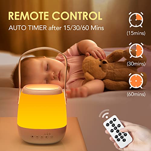 One Fire Night Light for Kids+Sound Machine Baby Night Light, 35 Lighting Modes & Dimmable Kids Night Lights for Bedroom, Portable & Rechargeable Battery Night Light for Kids,Remote+Timer Nursery Lamp