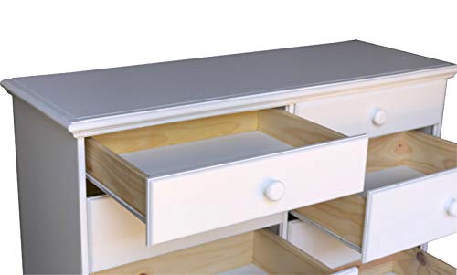 WOOD TO THE WORLD Wide Wooden Eight Drawer Dresser White Chest of Drawers Fully Assembled Kids Bedroom Furniture 50.78 inches Large 30.45 inches Double Dresser No Assembly Required