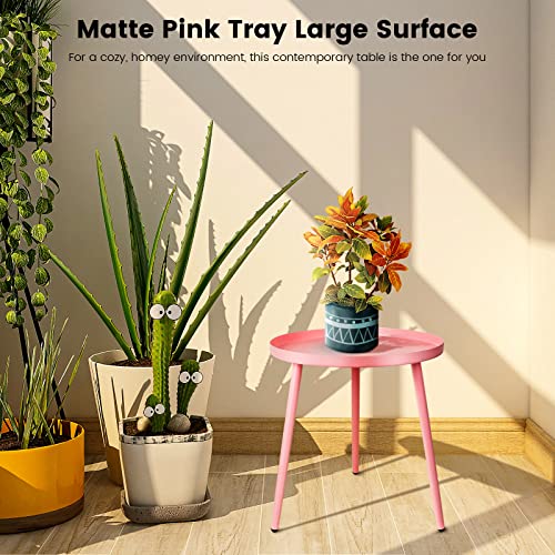 AOJEZOR Kid's Bedroom Sets,Side Table,End Tables for Living Room,Round End Tables for Small Spaces,Pink