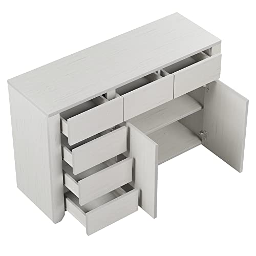 Merax Dresser, White Modern Farmhouse Wood 6 Drawers, Wide Storage Cabinet for Kids, Baby Closet, Clothes, TV Stand for Bedroom Childern Room
