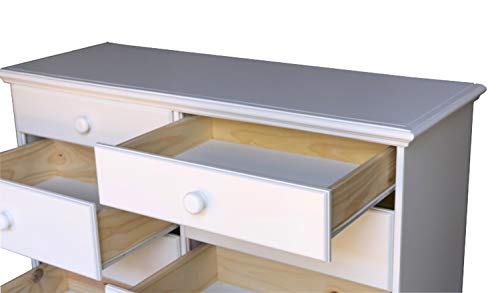WOOD TO THE WORLD Wide Wooden Eight Drawer Dresser White Chest of Drawers Fully Assembled Kids Bedroom Furniture 50.78 inches Large 30.45 inches Double Dresser No Assembly Required