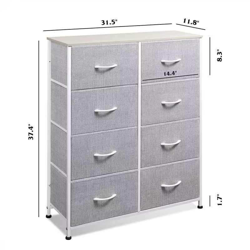 WLIVE Fabric Dresser with 8 Drawers (Gray)