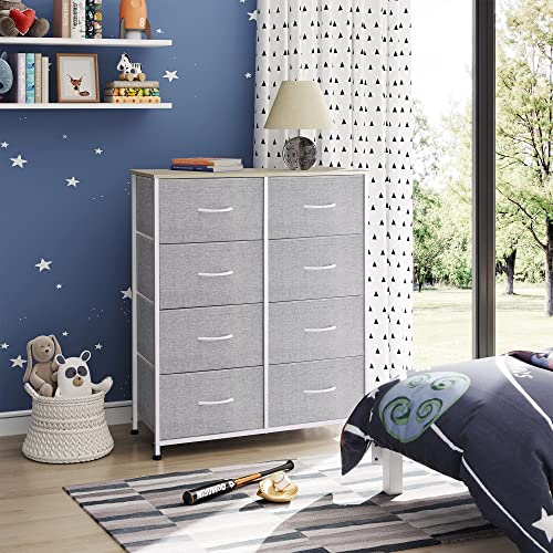 WLIVE Fabric Dresser with 8 Drawers (Gray)