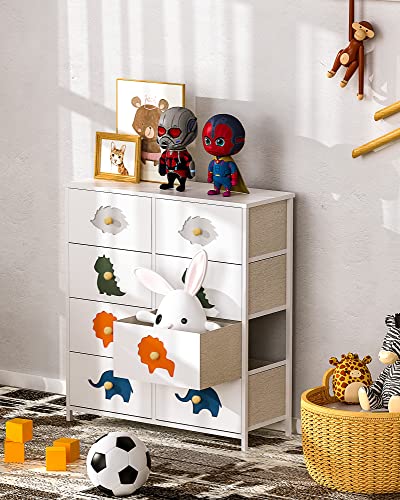 FRAPOW Kid Dresser with 8 Drawers, Boy Storage Organizer Dresser for Baby Child with Wood Top Metal Frame for Living Room Bedroom Hallway