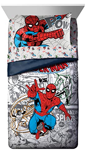 Marvel Spiderman Spidey VS 5 Piece Twin Size Bed Set - Includes Comforter & Sheet Set Bedding - Super Soft Fade Resistant Microfiber (Official Product)