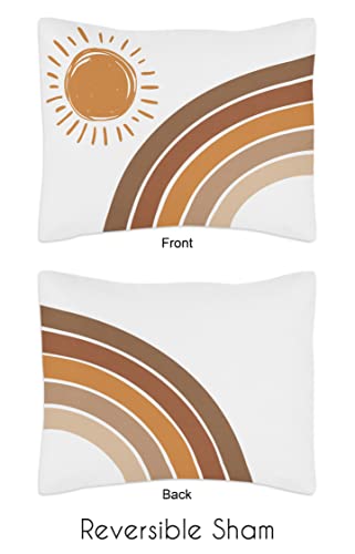 Sweet Jojo Designs Rainbow Vintage Boho Sun Boy Girl Twin Bedding Comforter Set Kid Pumpkin Rust Orange Taupe Brown and White Bohemian Sky Desert Sunshine Nature Minimalist Gender Neutral Retro Arches