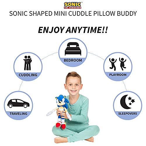 Franco Sonic The Hedgehog Anime Kids Bedding Twin/Full Comforter with Twin Sheet Set and Cuddle Pillow, 5 Piece Bedroom Set (Official Sega Licensed Product)