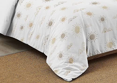Sweet Jojo Designs Boho Desert Sun Taupe 4 pc Twin Bedding Comforter Set Boy Girl Children Neutral Tan Beige Ivory Gold Cream Off White Bohemian Mountain Nature Outdoors Geometric Minimalist Sunshine