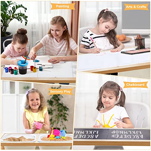 Beright 5 in 1 Children's Table, Play Sand Table Indoor Sensory Table, Kids Art Table Drawing Table with Paper Roll & Paint Cups, not with Storage Bin