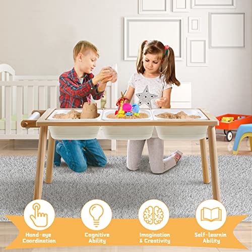 Beright 5 in 1 Children's Table, Play Sand Table Indoor Sensory Table, Kids Art Table Drawing Table with Paper Roll & Paint Cups, not with Storage Bin
