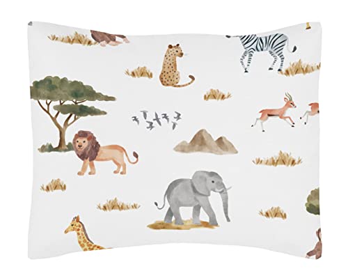 Sweet Jojo Designs Jungle Animals Boy Girl Twin Bedding Comforter Set Kids Size 4pc Hunter Green Yellow Grey Rust Orange Black White Wildlife Safari Animal Elephant Giraffe Lion Monkey Leopard Cheetah